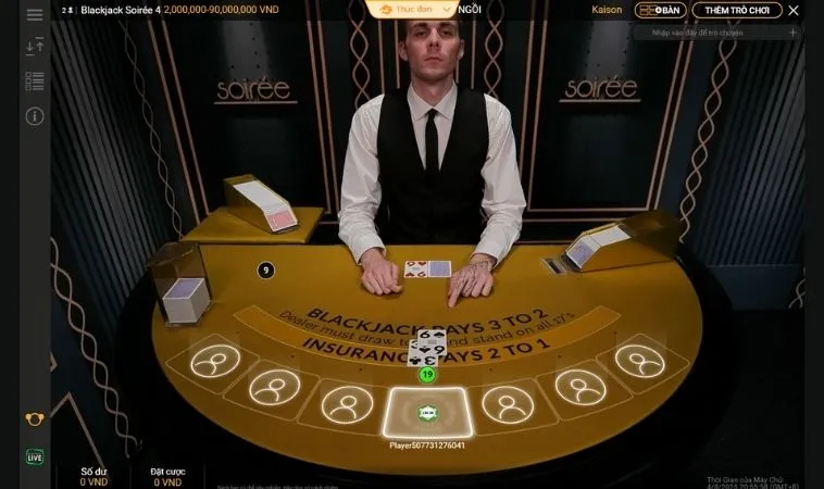 Bàn chơi Blackjack tại TK8